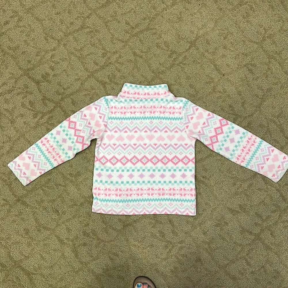 Children Place Girl 10/12 Purple Aqua Pink Heart Pattern Fleece w Pockets